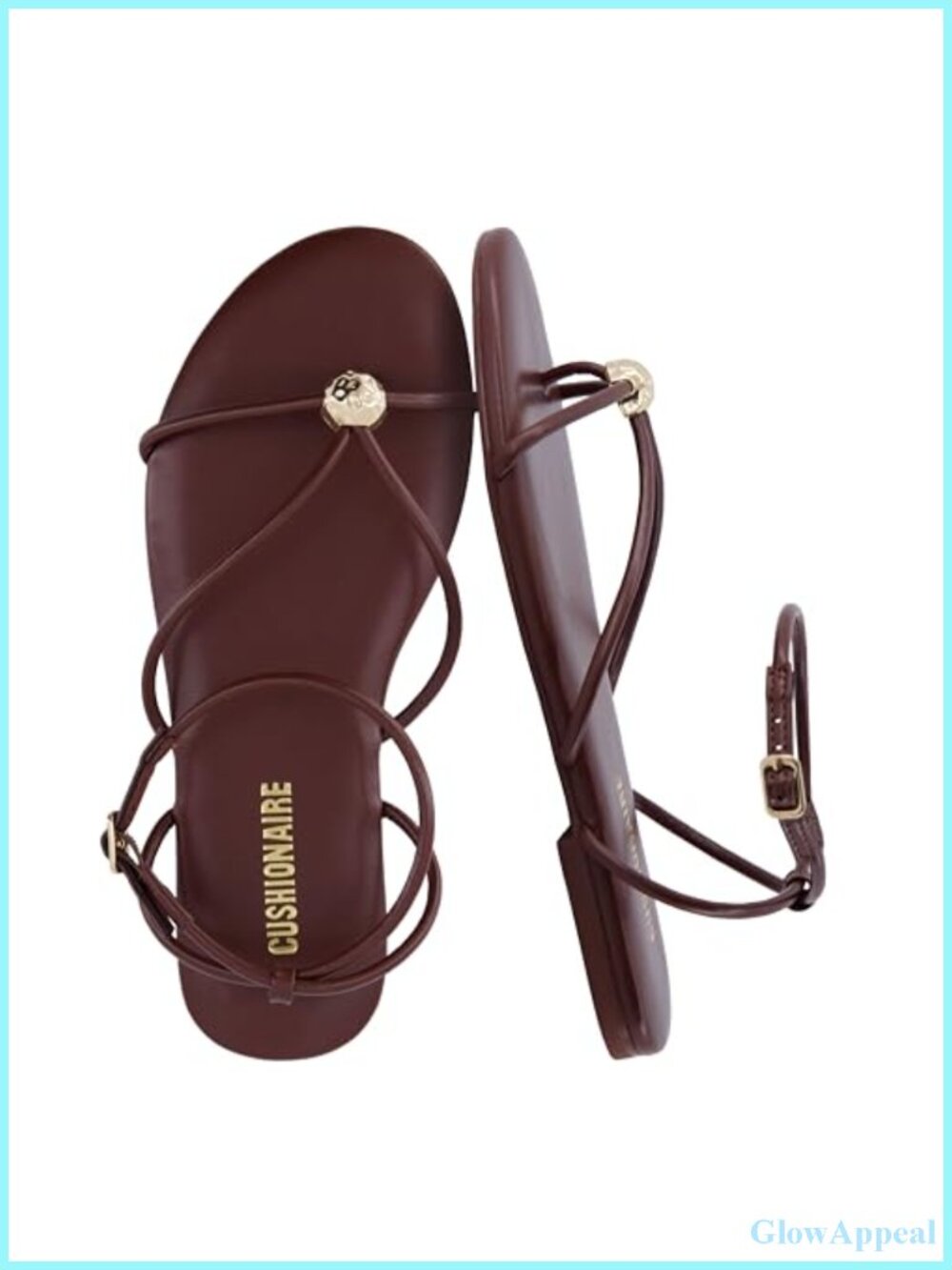 Strappy Flat Sandals Toe Ring Ankle Buckle Cushioned Faux Leather